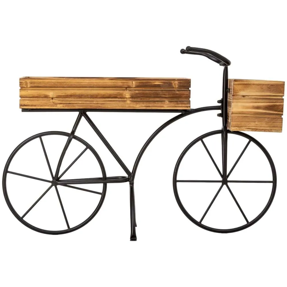 Illustration numéro 2 du produit Chariot jardinière bois marron 80x21,5x48h cm