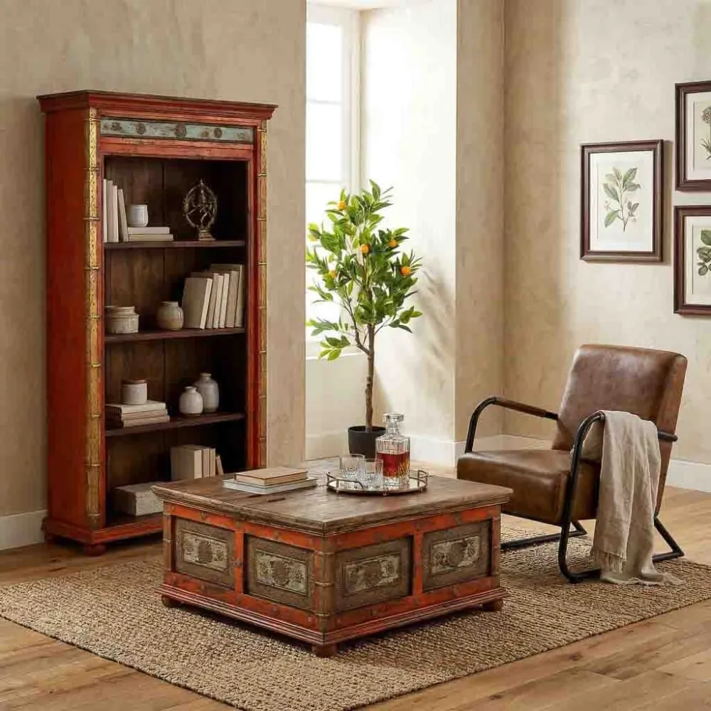 Illustration numéro 2 du produit Fauteuil en métal recouvert de cuir marron 61x70x84 cm (h)