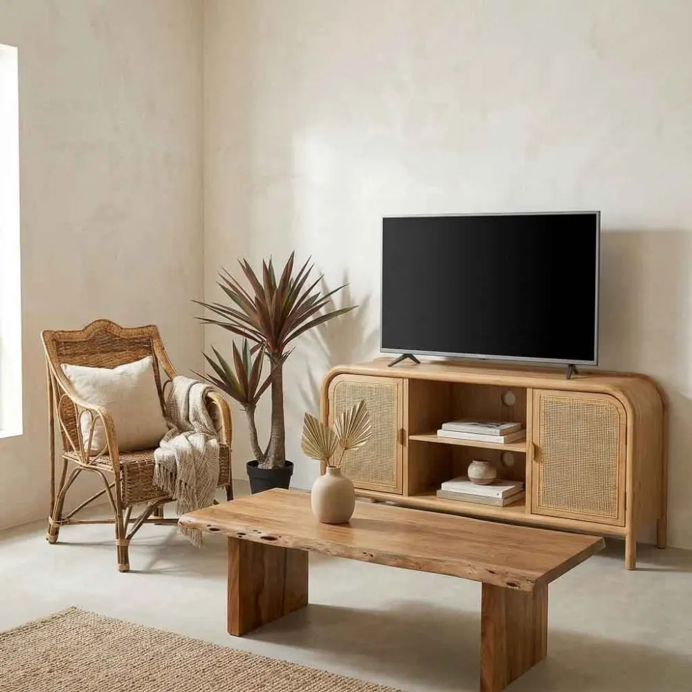 Illustration numéro 2 du produit Table basse en bois marron 150x70x40 cm (hauteur)