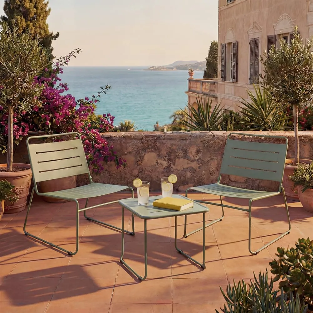 Illustration numéro 2 du produit Salon de jardin 2 personnes en métal - Vert