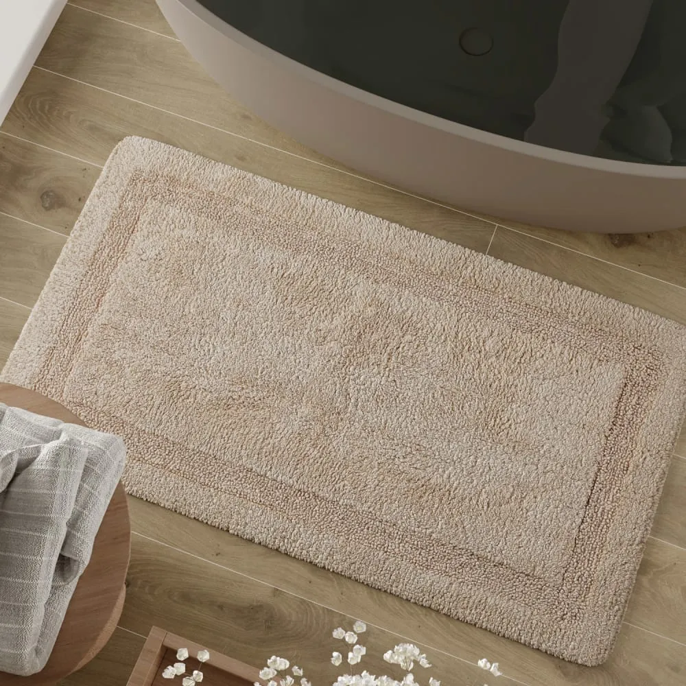 Illustration numéro 2 du produit Tapis de bain beige en coton 55x65