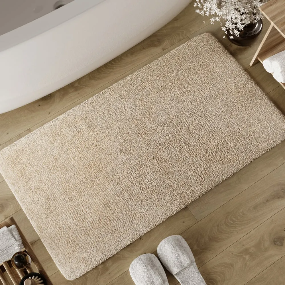 Illustration numéro 2 du produit Tapis de bain beige en coton 80x150