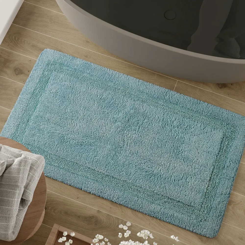 Illustration numéro 2 du produit Tapis de bain bleu gris en coton 80x150