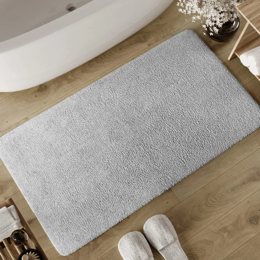 Illustration numéro 2 du produit Tapis de bain gris clair en coton 60x100