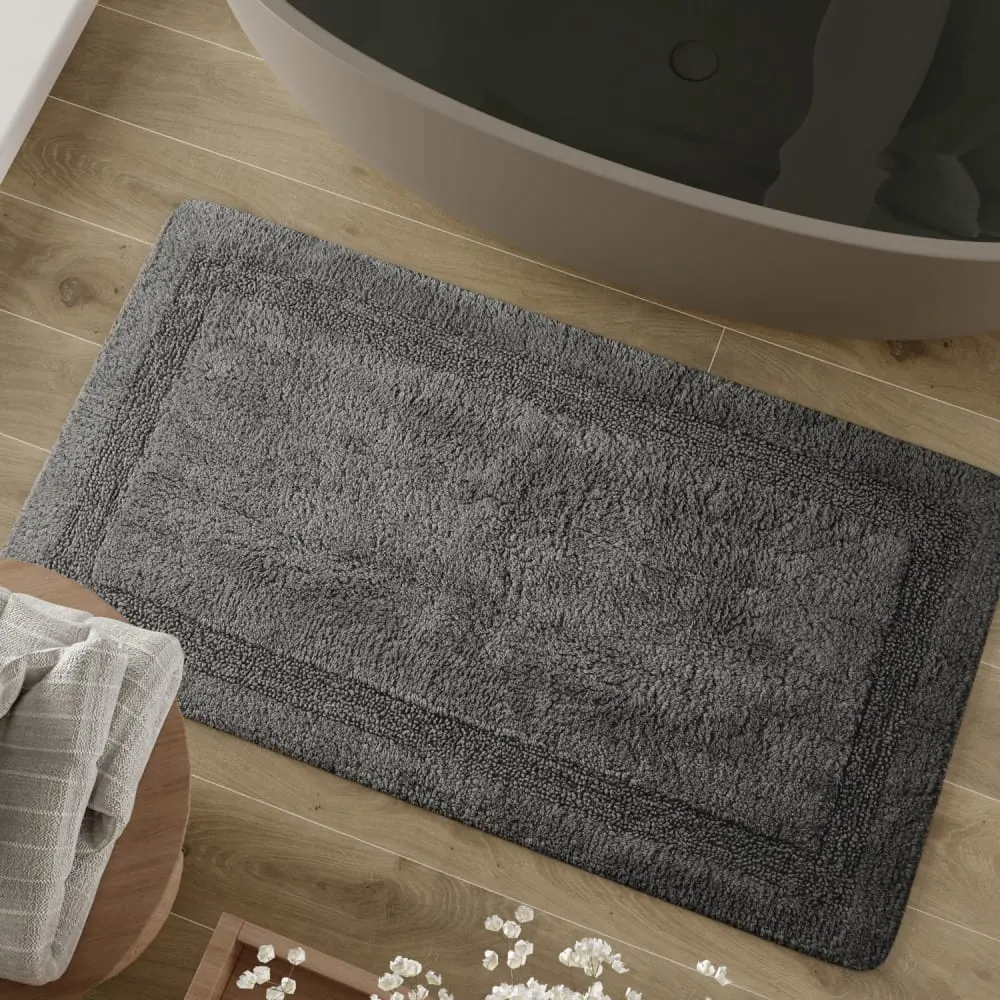 Illustration numéro 2 du produit Tapis de bain gris granit en coton 60x100