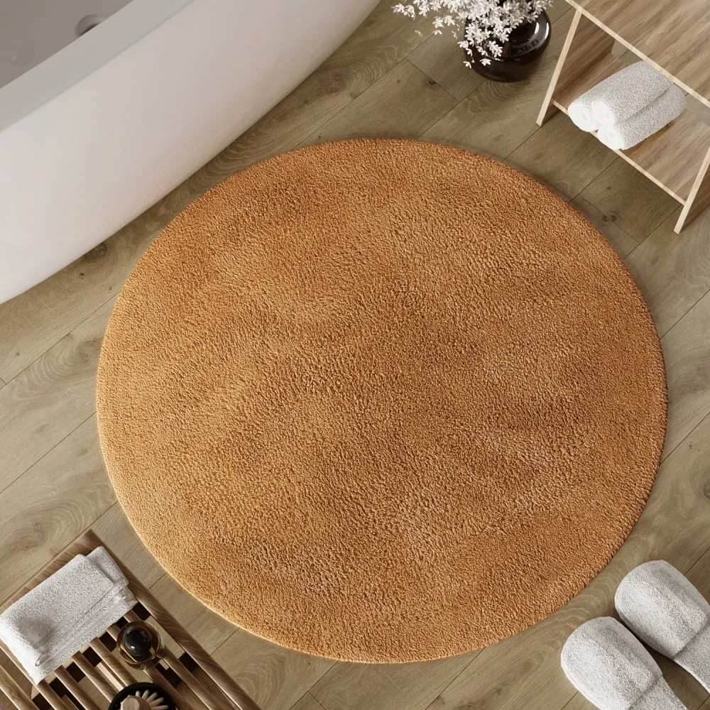 Illustration numéro 2 du produit Tapis de bain terracotta rond en coton 80 rd.
