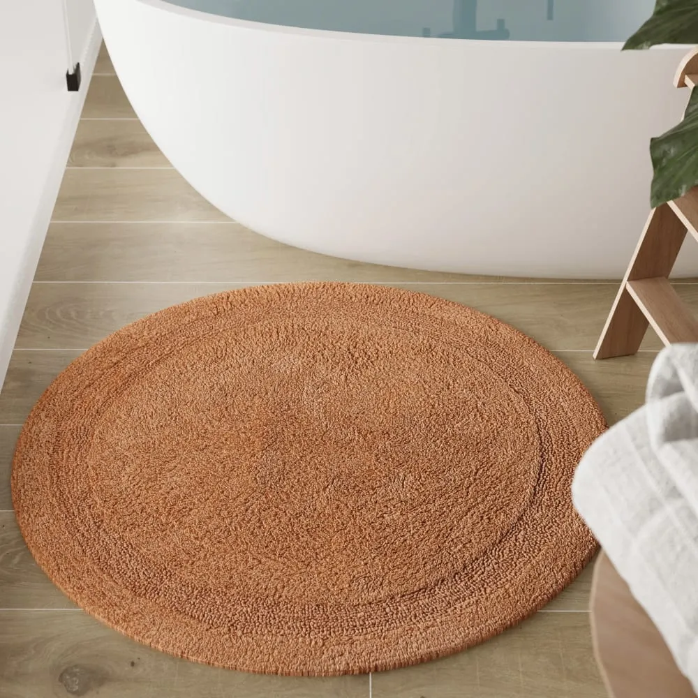 Illustration numéro 2 du produit Tapis de bain terracotta rond en coton 80 rd.