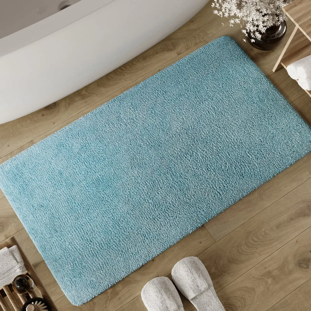 Illustration numéro 2 du produit Tapis de bain bleu gris en coton 60x100