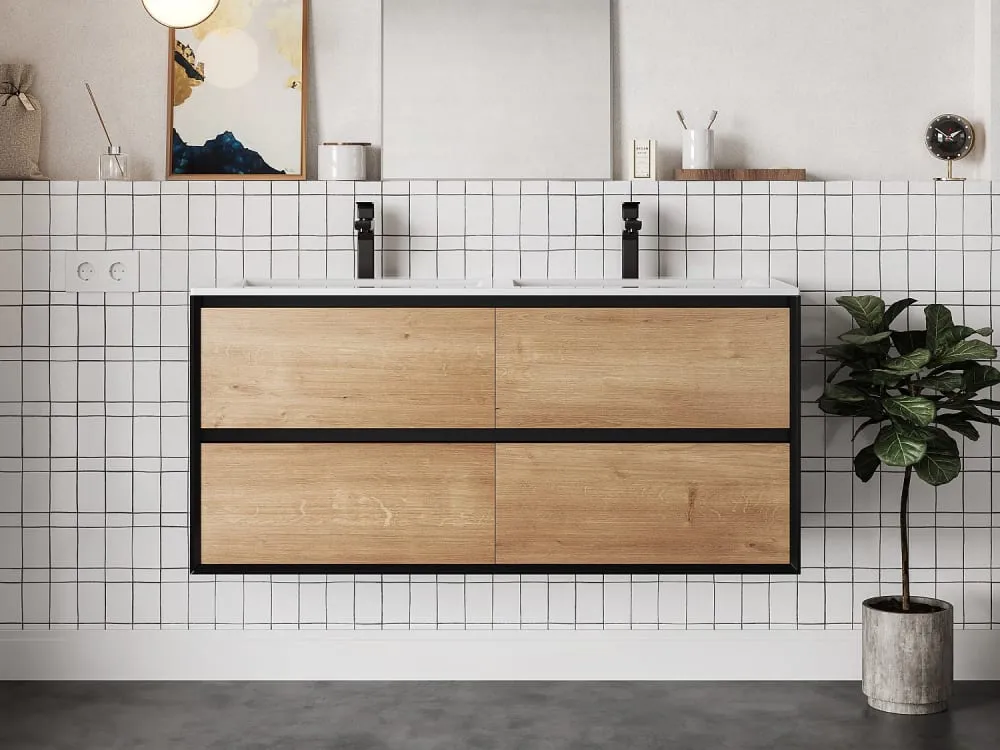 Illustration numéro 2 du produit Meuble sous vasque effet bois noir