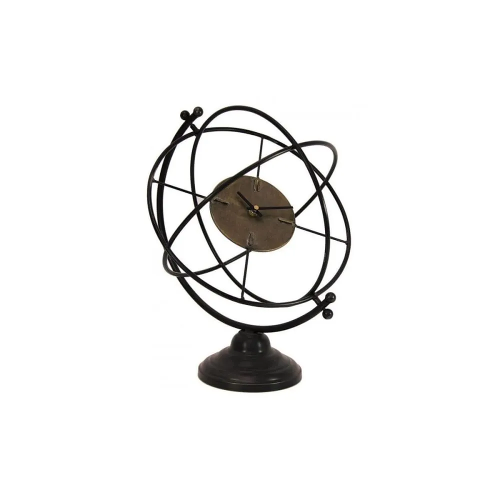 Illustration numéro 2 du produit Horloge sphère à poser en métal noir