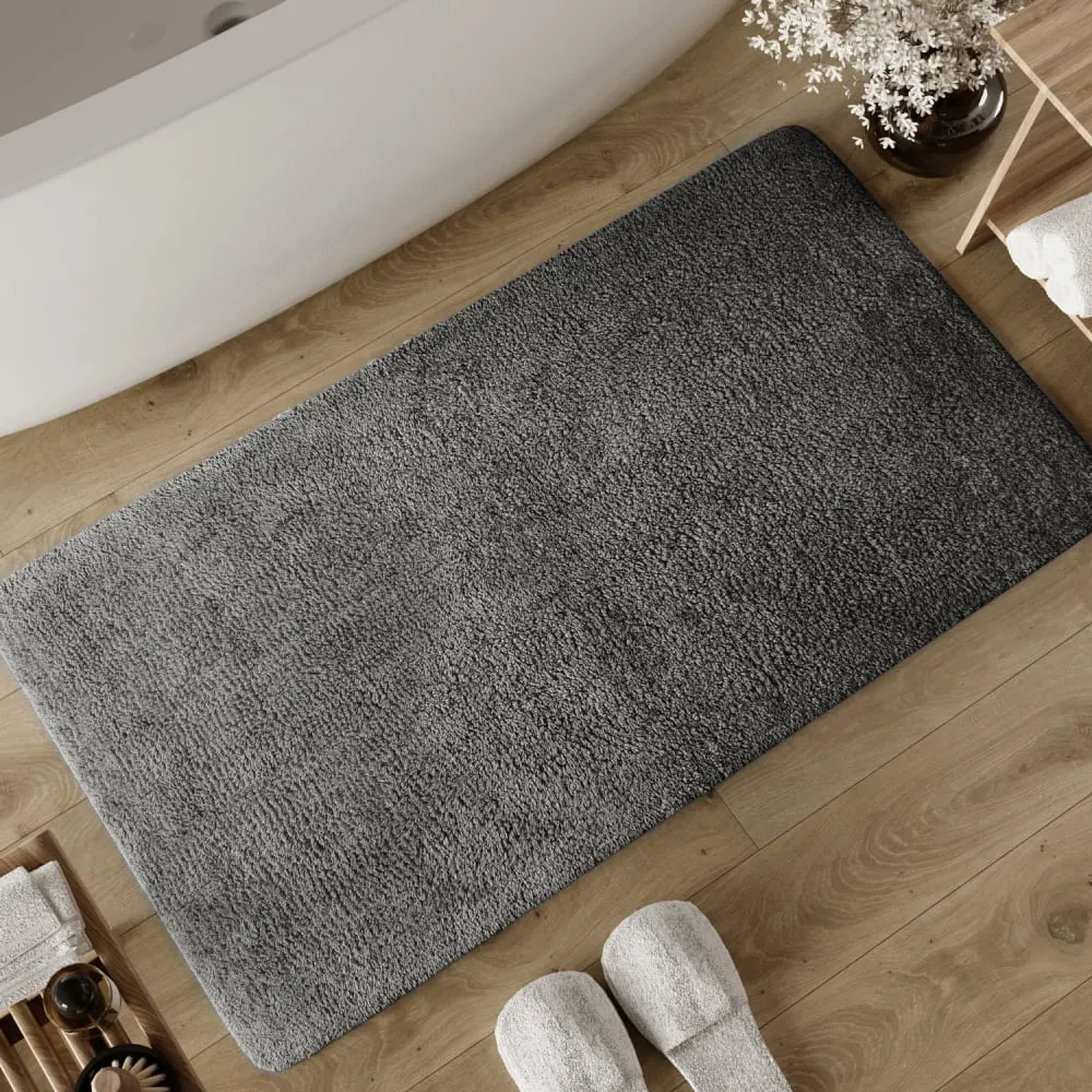 Illustration numéro 2 du produit Tapis de bain gris granit en coton 70x120