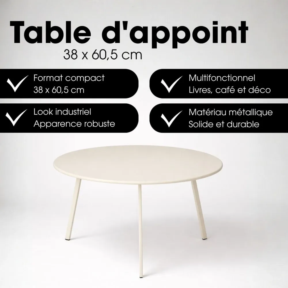 Illustration numéro 2 du produit Table d'appoint Crème Fer H38xl60.5xL60.5cm
