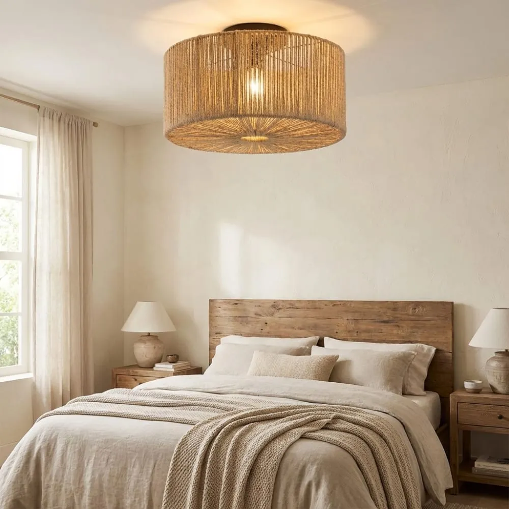 Illustration numéro 2 du produit Plafonnier boho corde jute naturel Ø40 cm