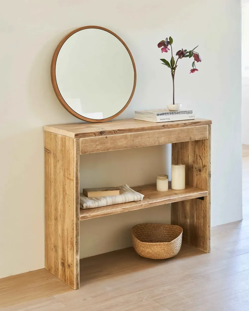 Illustration numéro 2 du produit Console entrée bois recyclé naturel 120 cm