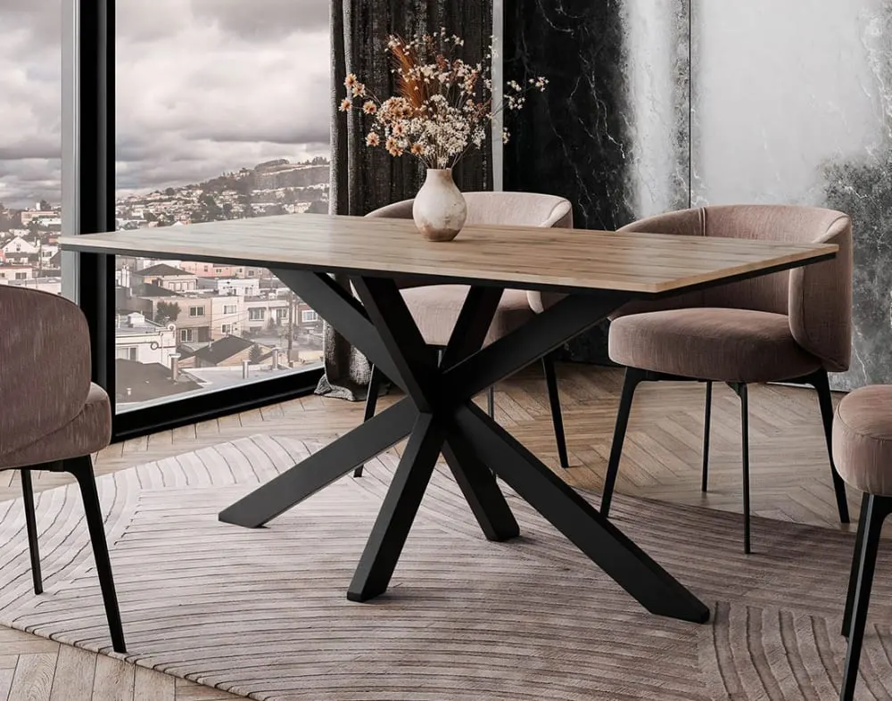 Illustration numéro 2 du produit Table à manger industriel 90 cm bois / noir