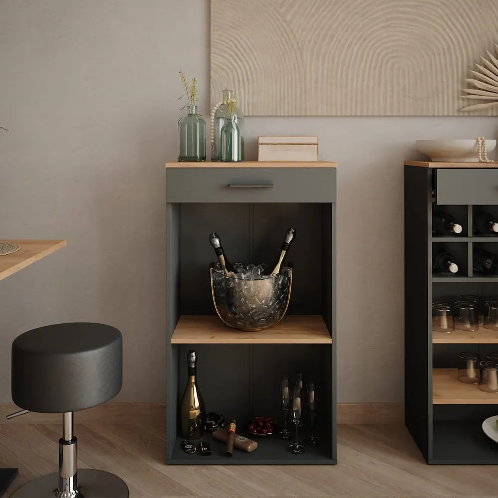 Illustration numéro 2 du produit Casier à vin  chêne doré/anthracite 60x106cm