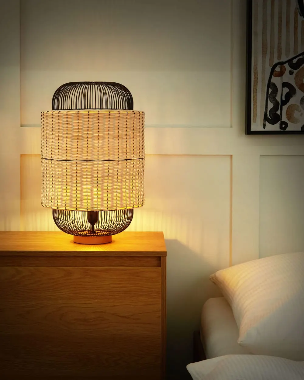 Illustration numéro 2 du produit Lampe à poser rotin naturel