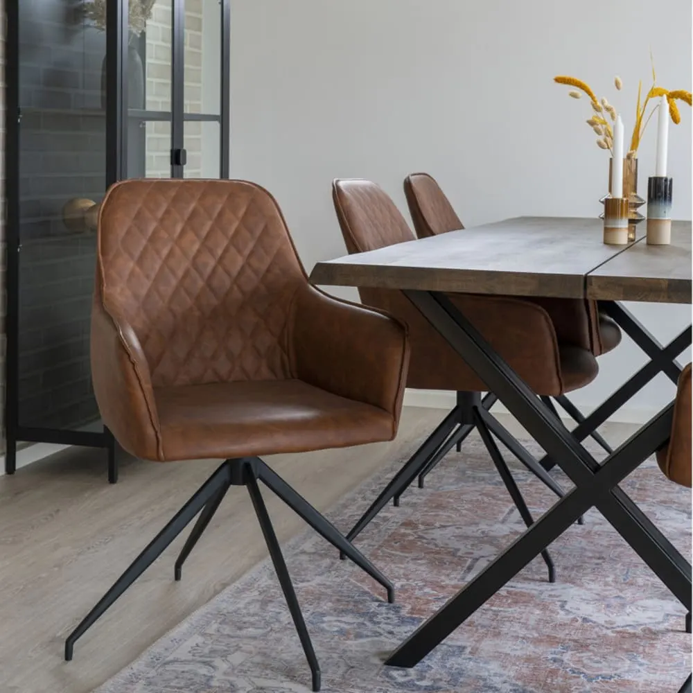 Illustration numéro 2 du produit Chaise pivotante 360° en pu vintage marron