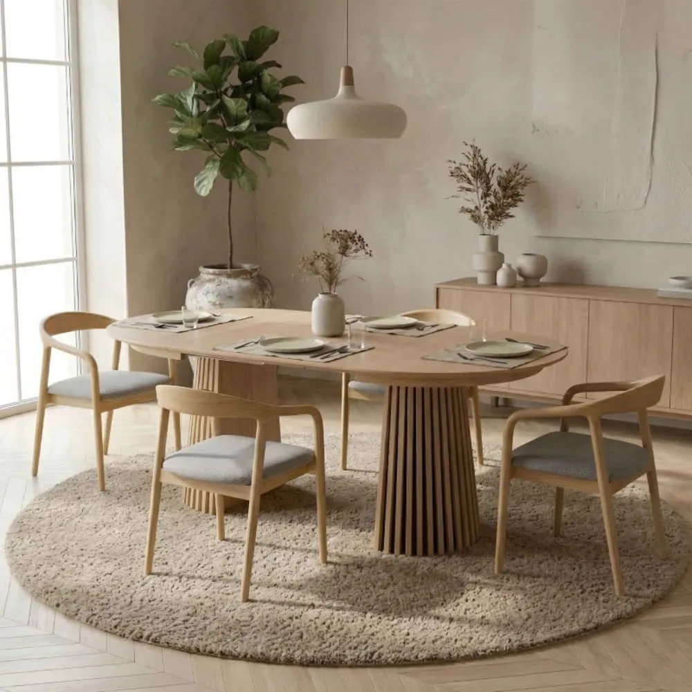 Illustration numéro 2 du produit Fauteuil de table en Frêne massif et tissu Glory Grège (x2)