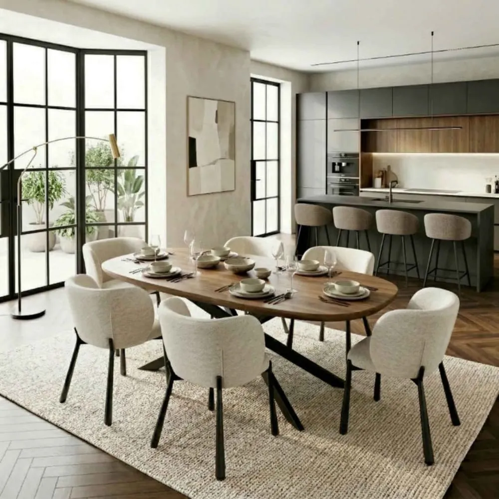 Illustration numéro 2 du produit Fauteuil de table en tissu Luxury Grège (x2)