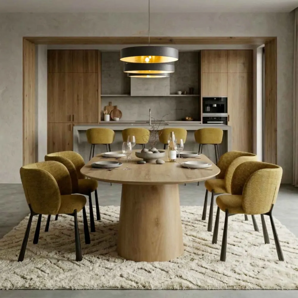 Illustration numéro 2 du produit Fauteuil de table en tissu Luxury Moutarde (x2)