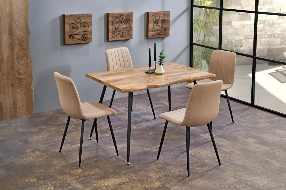 Illustration numéro 2 du produit Table de salle à manger avec plateau aspect chêne et pieds en acier
