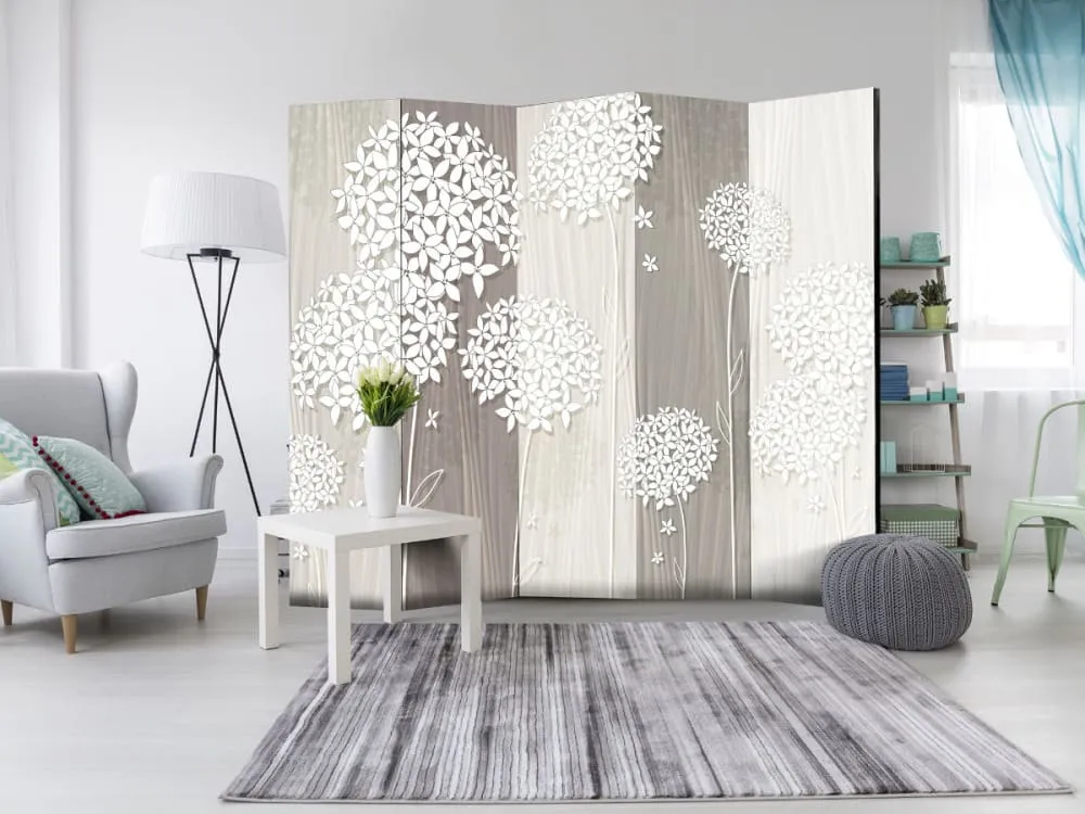 Illustration numéro 2 du produit Paravent 5 volets Pissenlits de papier - Artgeist