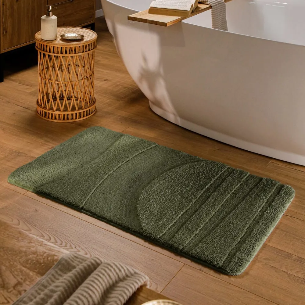Illustration numéro 2 du produit Tapis de bain à relief kaki foncé 55x65