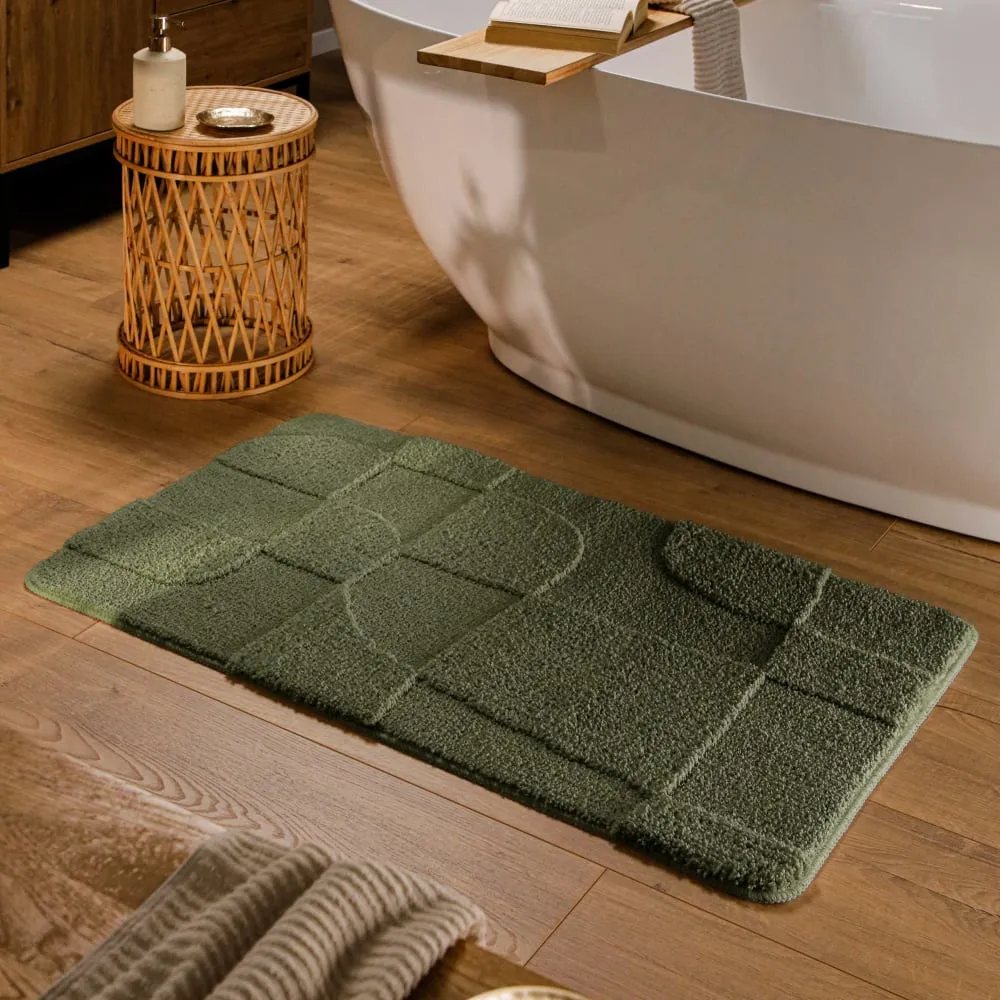 Illustration numéro 2 du produit Tapis de bain à relief kaki foncé 80x150