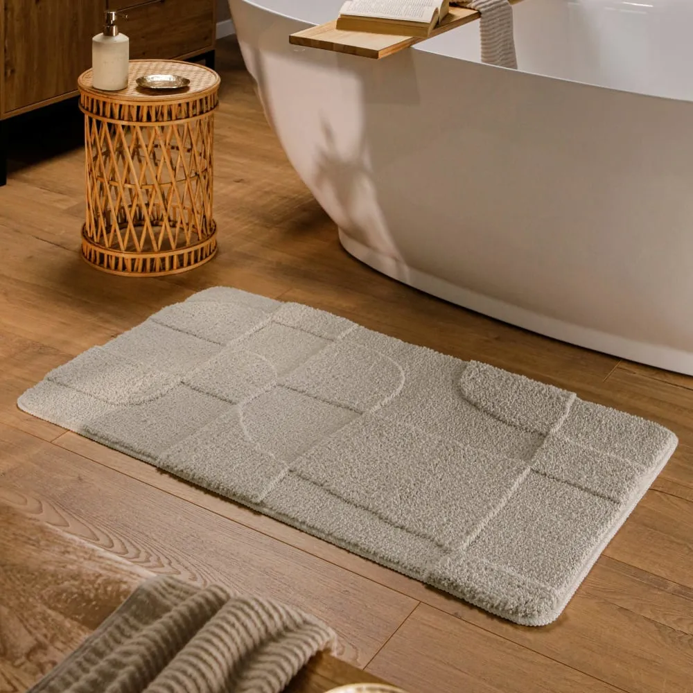 Illustration numéro 2 du produit Tapis de bain à relief gris taupe 55x65