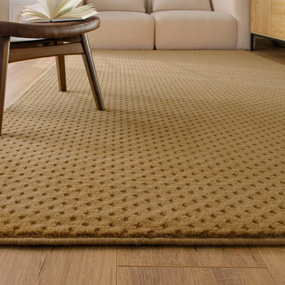 Illustration numéro 2 du produit Tapis en laine avec relief caramel 200x300