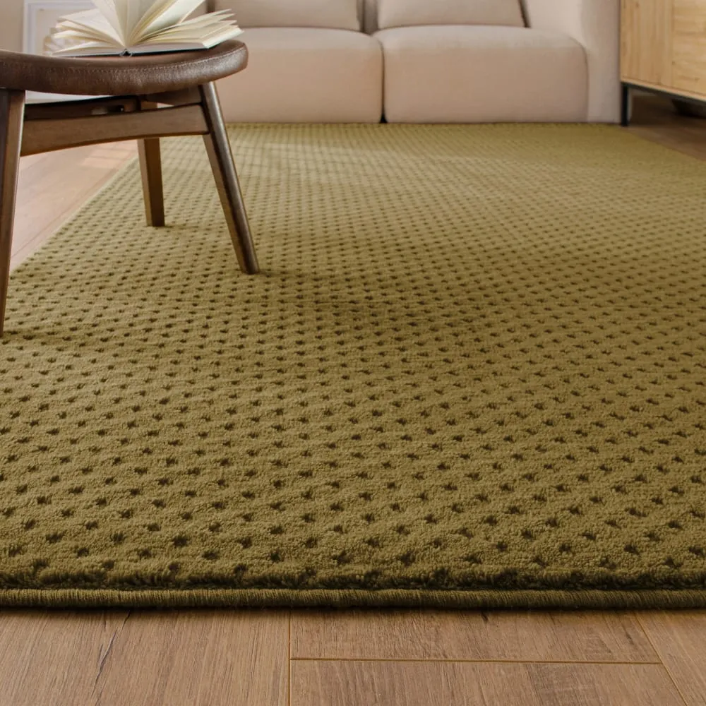 Illustration numéro 2 du produit Tapis en laine avec relief vert olive 160x230