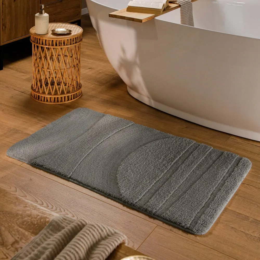 Illustration numéro 2 du produit Tapis de bain à relief gris basalte 80x150