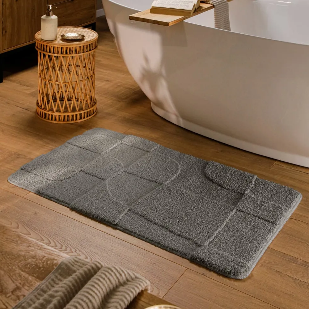 Illustration numéro 2 du produit Tapis de bain à relief gris basalte 60x100