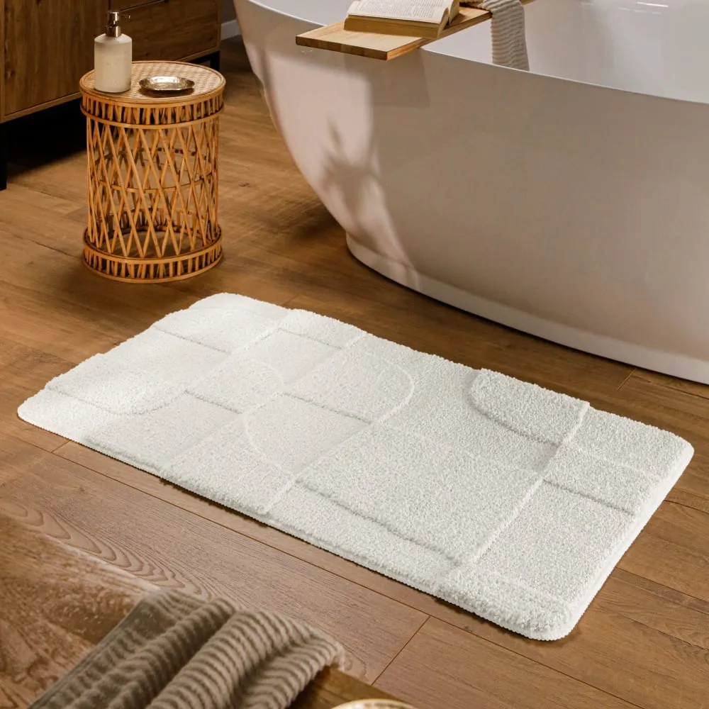 Illustration numéro 2 du produit Tapis de bain à relief blanc 60x100
