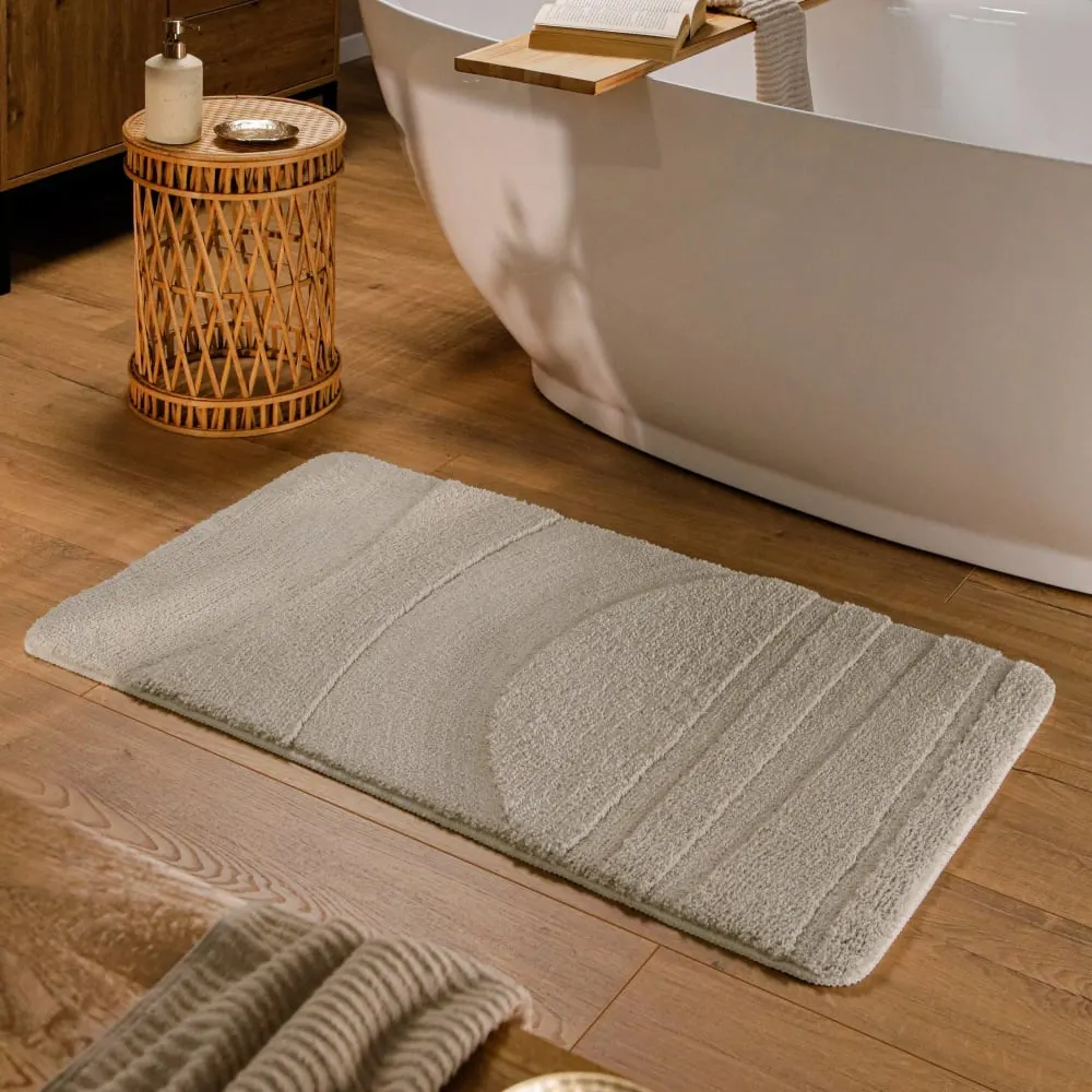Illustration numéro 2 du produit Tapis de bain à relief gris taupe 80x150