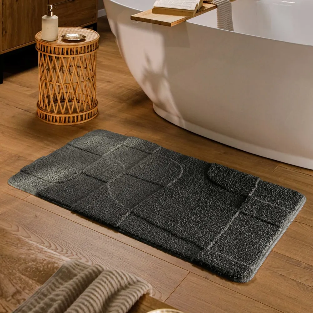 Illustration numéro 2 du produit Tapis de bain à relief anthracite 60x100