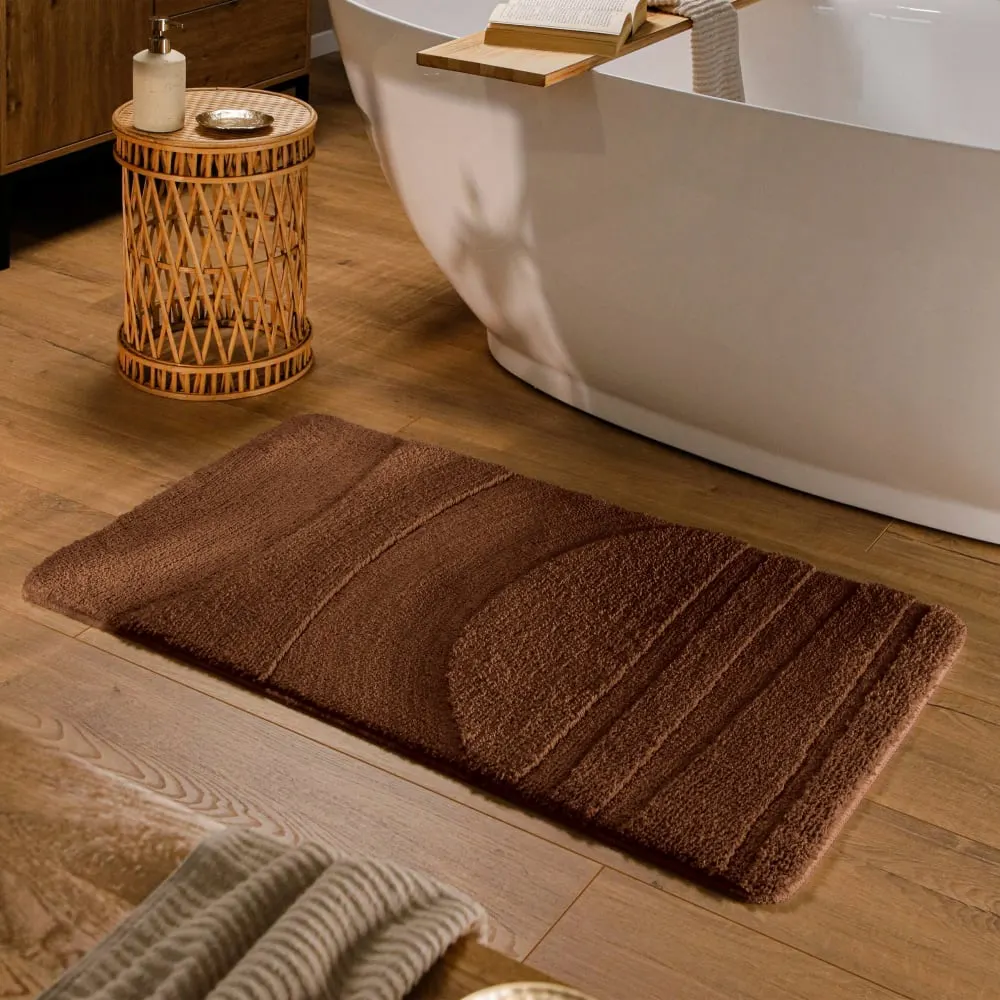 Illustration numéro 2 du produit Tapis de bain à relief marron 55x65