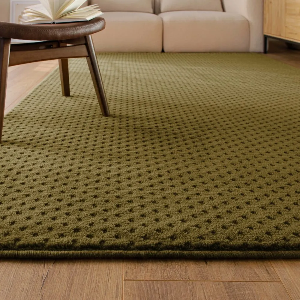 Illustration numéro 2 du produit Tapis en laine avec relief vert olive foncé  160x230