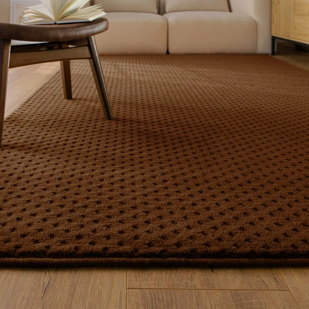 Illustration numéro 2 du produit Tapis en laine avec relief marron 140x200