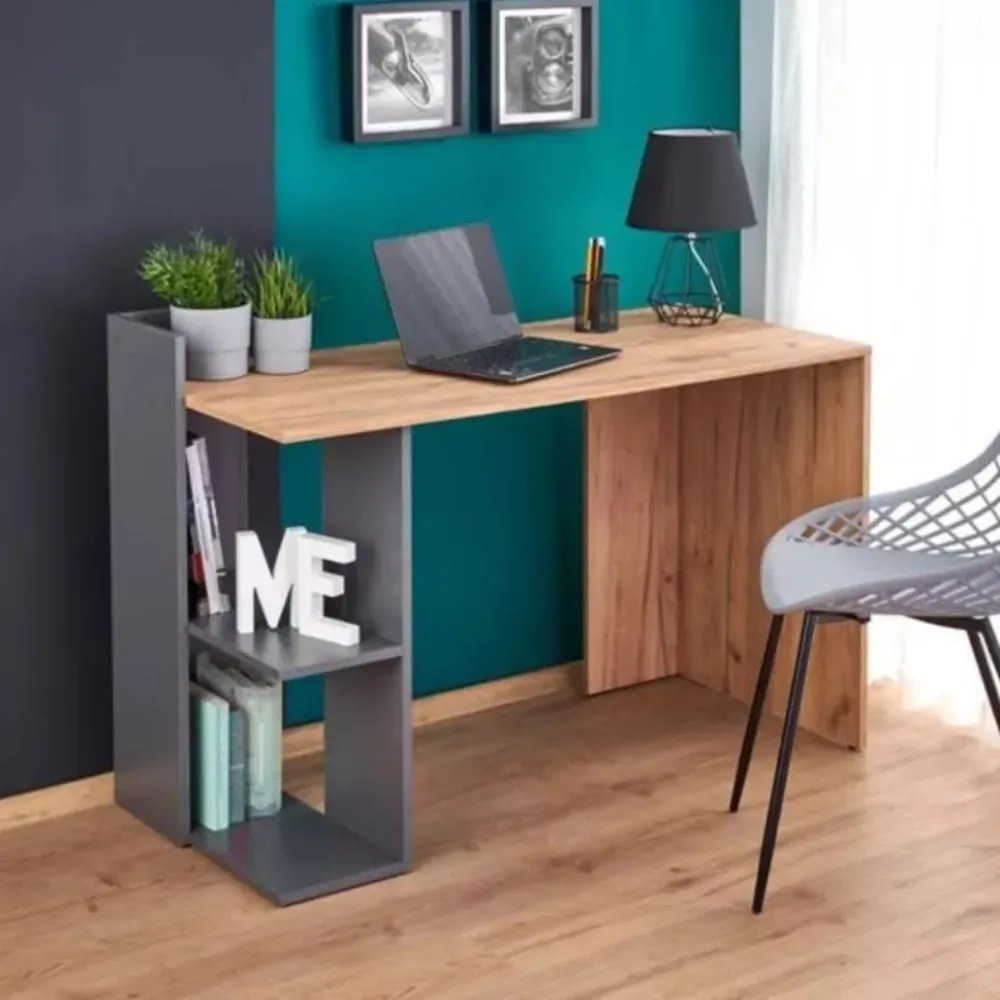 Illustration numéro 2 du produit Bureau  chêne wotan et gris anthracite 120cm