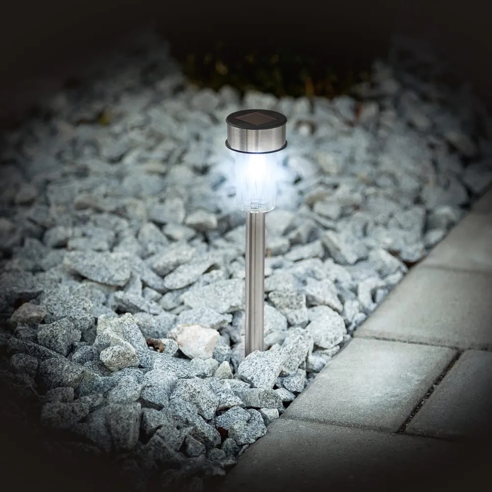 Illustration numéro 2 du produit Lot de 24 lampes solaires LED acier inoxydable allumage automatique