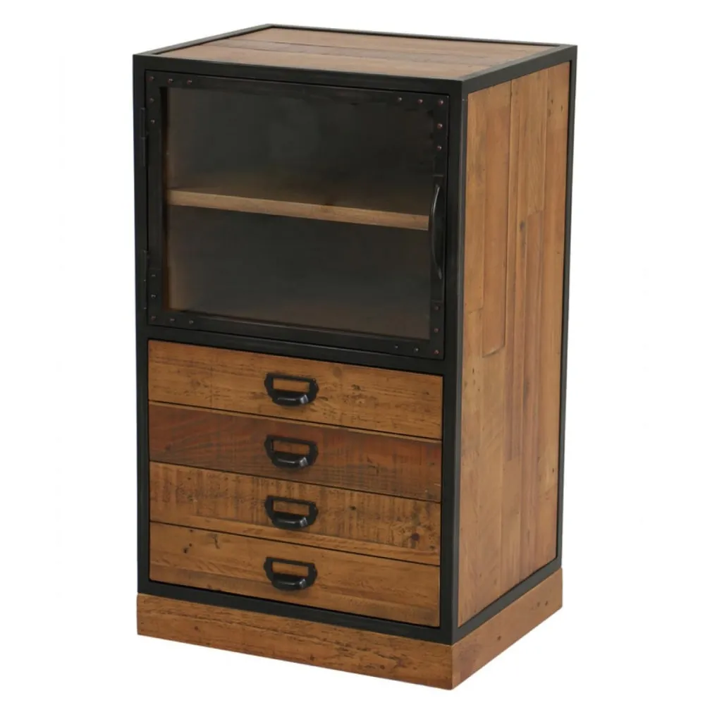 Illustration numéro 2 du produit Meuble de rangement 2 portes en bois marron