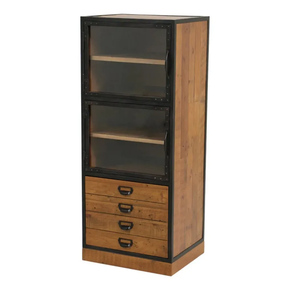 Illustration numéro 2 du produit Meuble de rangement 3 portes en bois marron