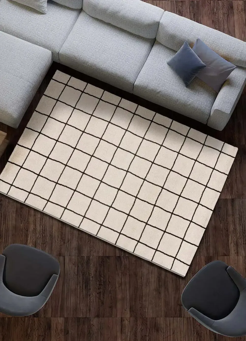 Illustration numéro 2 du produit Tapis géométrique blanc/noir 200x290 cm