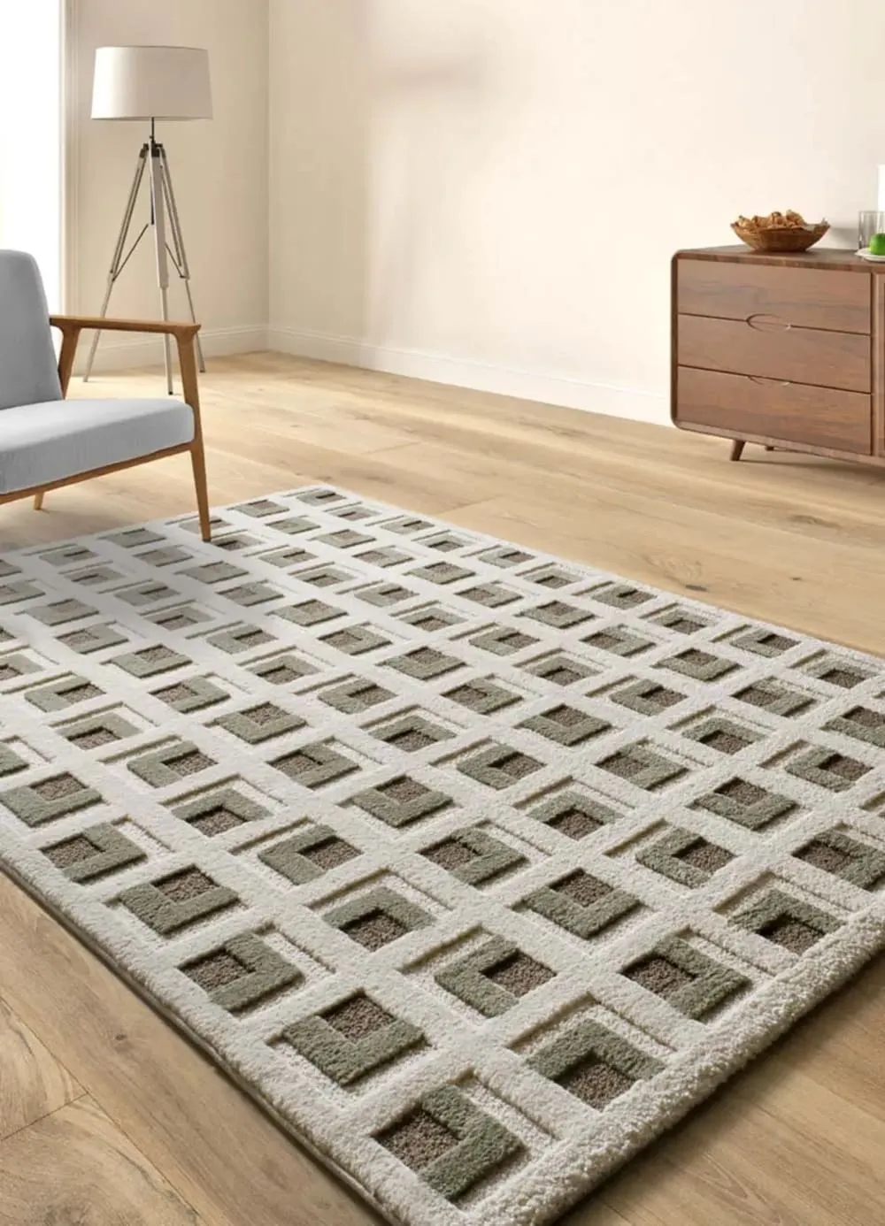 Illustration numéro 2 du produit Tapis à relief géométrique marron/blanc 200x290 cm