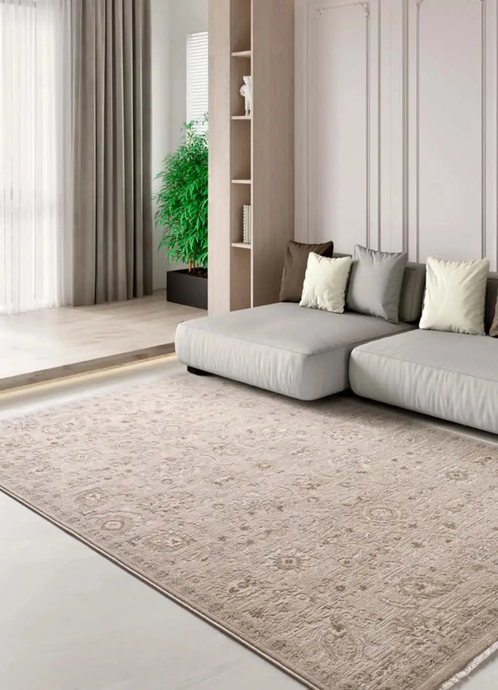Illustration numéro 2 du produit Tapis à franges vintage oriental oriental beige 120x160 cm