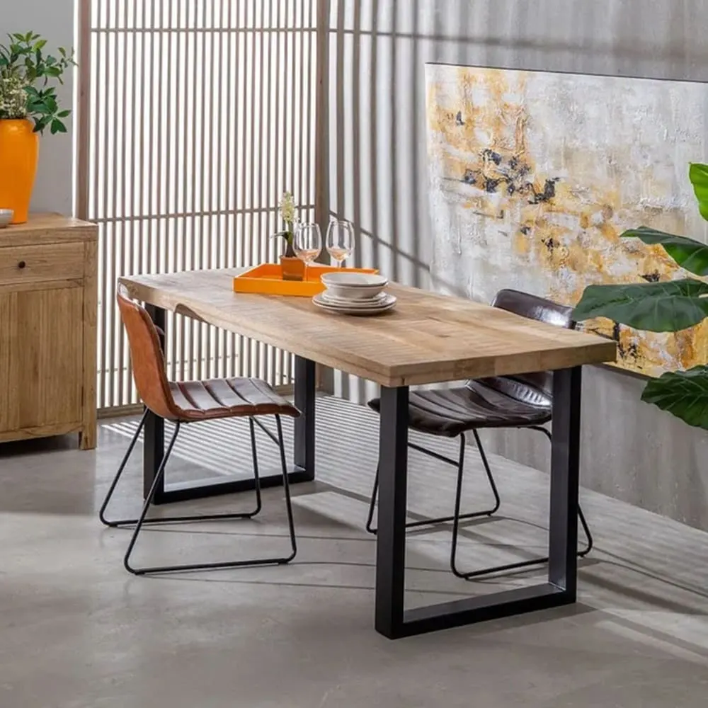 Illustration numéro 2 du produit Table de repas  en bois massif et acier 160 x 80