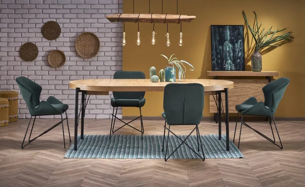 Illustration numéro 2 du produit Table à manger extensible avec plateau plaqué chêne 100-300cm