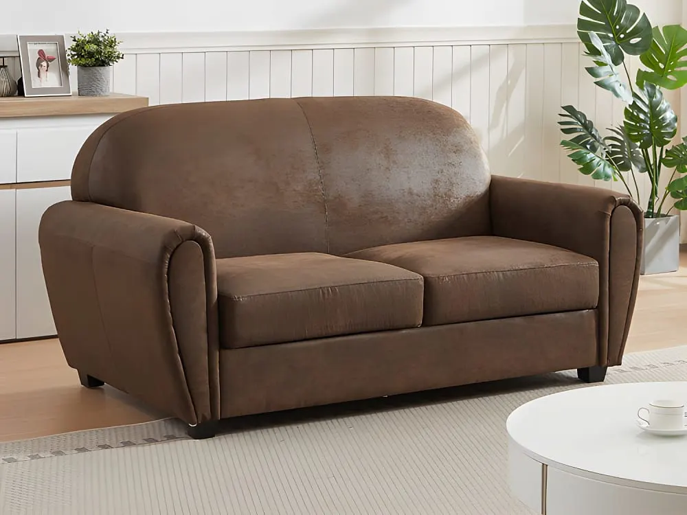 Illustration numéro 2 du produit Canapé fixe microfibre 3 places marron